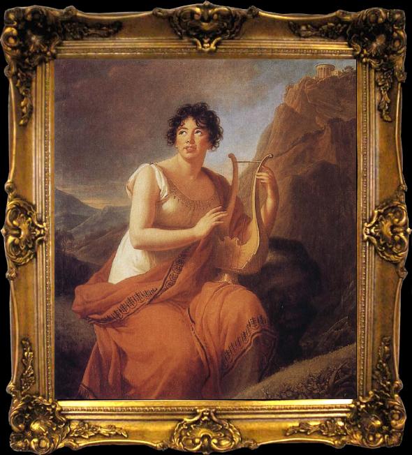 framed  VIGEE-LEBRUN, Elisabeth Portrait of der Madame de Stael als Corinne, Ta026